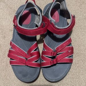 Teva Red and Gray Strappy Sandals